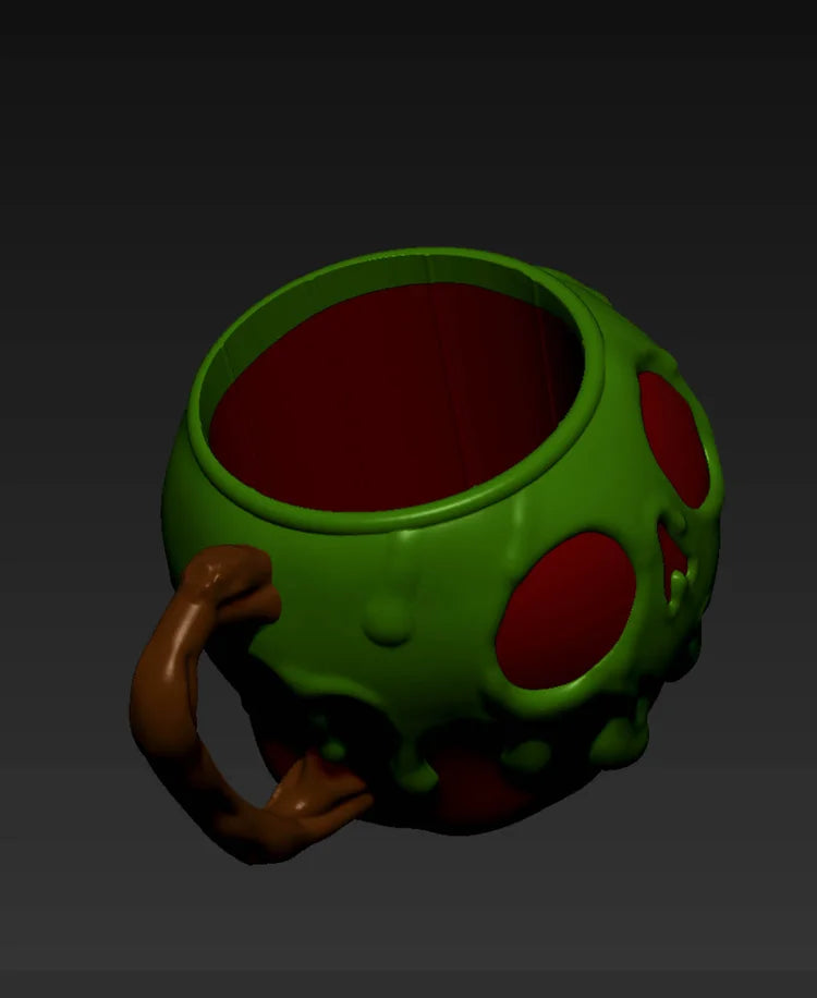 poison apple ice cream pint holder – 3d printed cozy with skull design | spooky fairytale cup | left or right handle