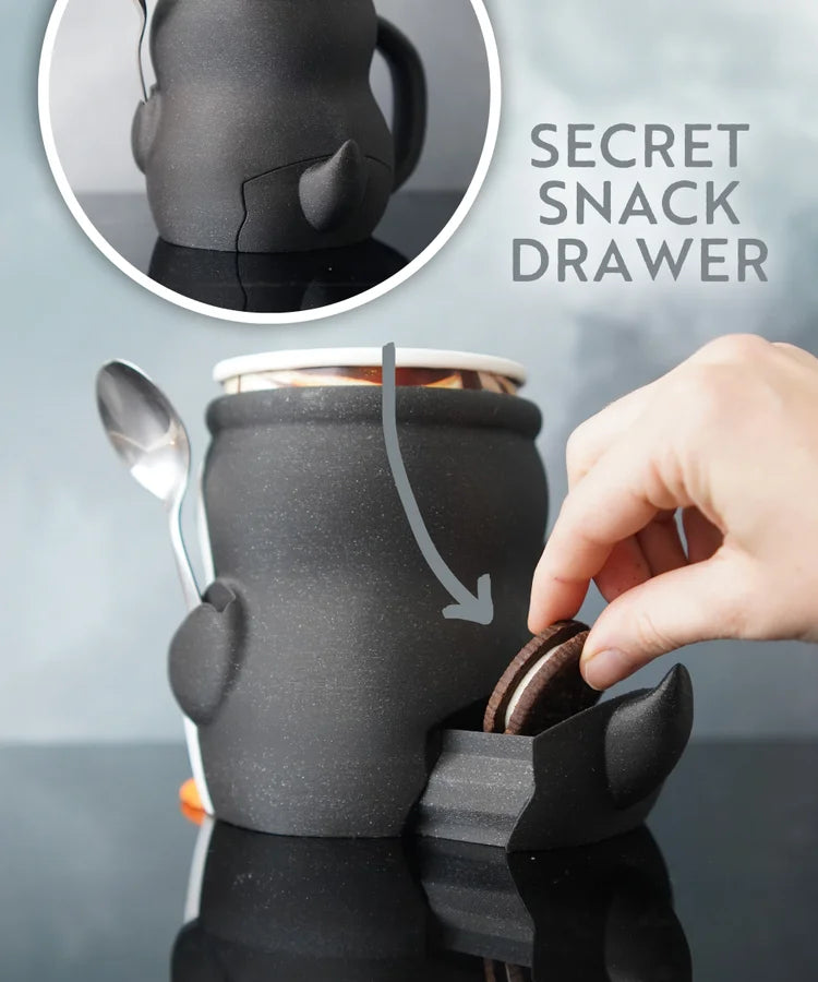 penguin ice cream pint holder – 3d printed cozy with spoon slots | optional snack drawer | pebbles the penguin | left or right handle