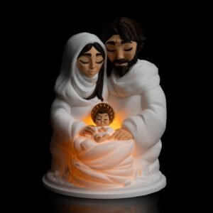 Holy Family Light – 3D Printed Nativity Scene with LED Tea Light (15 cm)