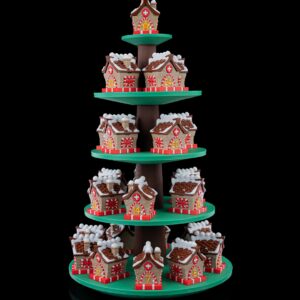 Gingerbread Village Christmas Countdown Tree – 34 cm | 25 Mini Gingerbread Houses | 3D Printed Advent Calendar