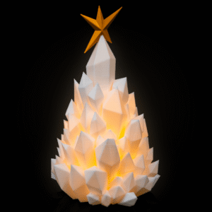 Cryst-mas Tree Table Lamp – 19 cm (7.5 in) 3D Printed Crystal Christmas Tree Light with LED Tea Light
