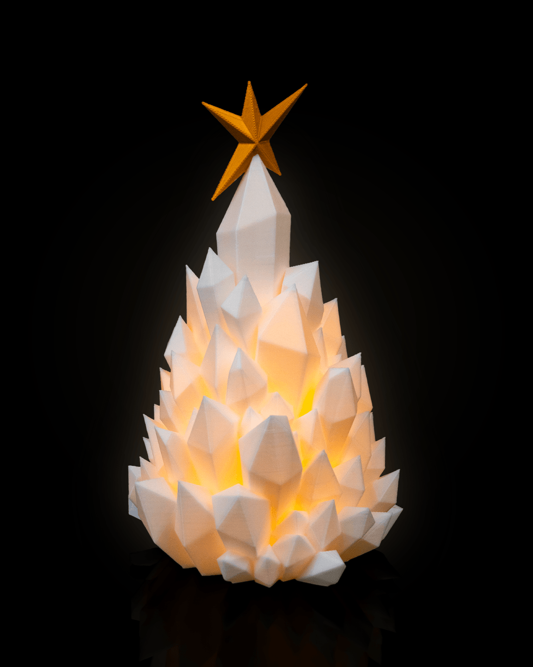 Cryst-mas Tree Table Lamp – 19 cm (7.5 in) 3D Printed Crystal Christmas Tree Light with LED Tea Light - Image 2