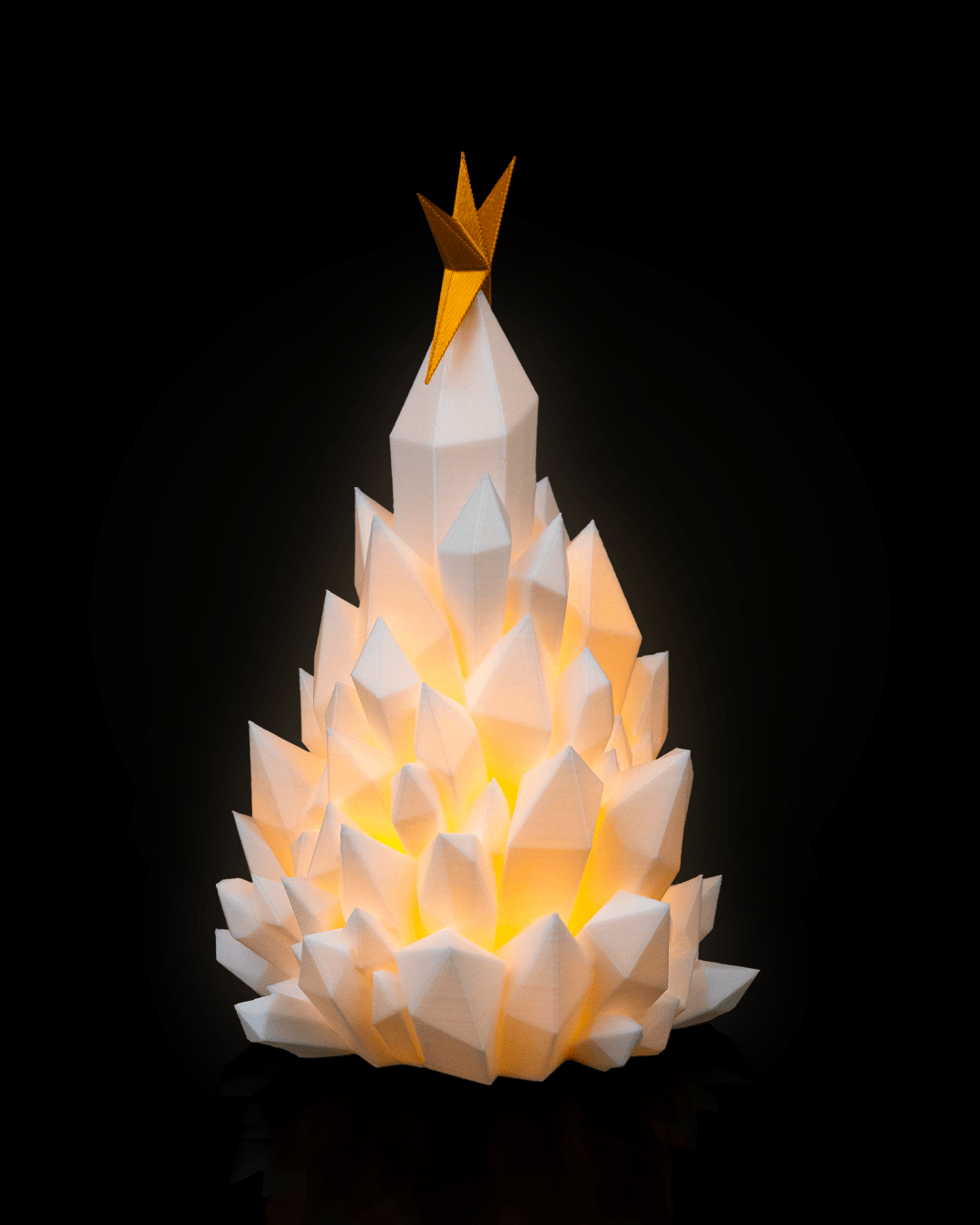 Cryst-mas Tree Table Lamp – 19 cm (7.5 in) 3D Printed Crystal Christmas Tree Light with LED Tea Light - Image 4