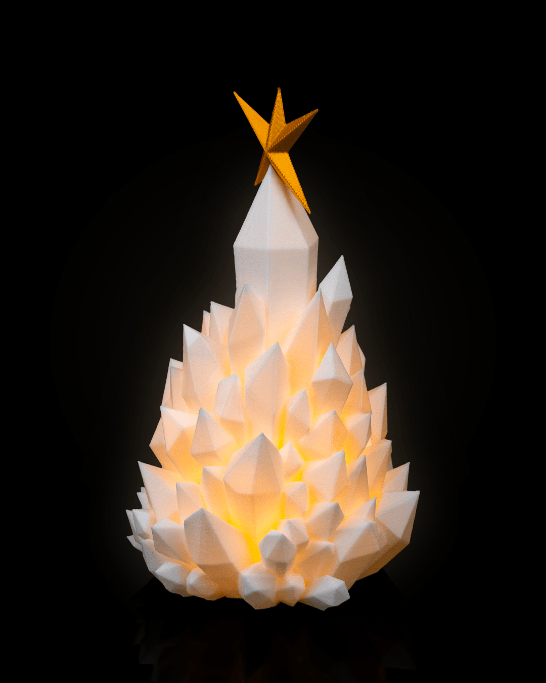 Cryst-mas Tree Table Lamp – 19 cm (7.5 in) 3D Printed Crystal Christmas Tree Light with LED Tea Light - Image 5