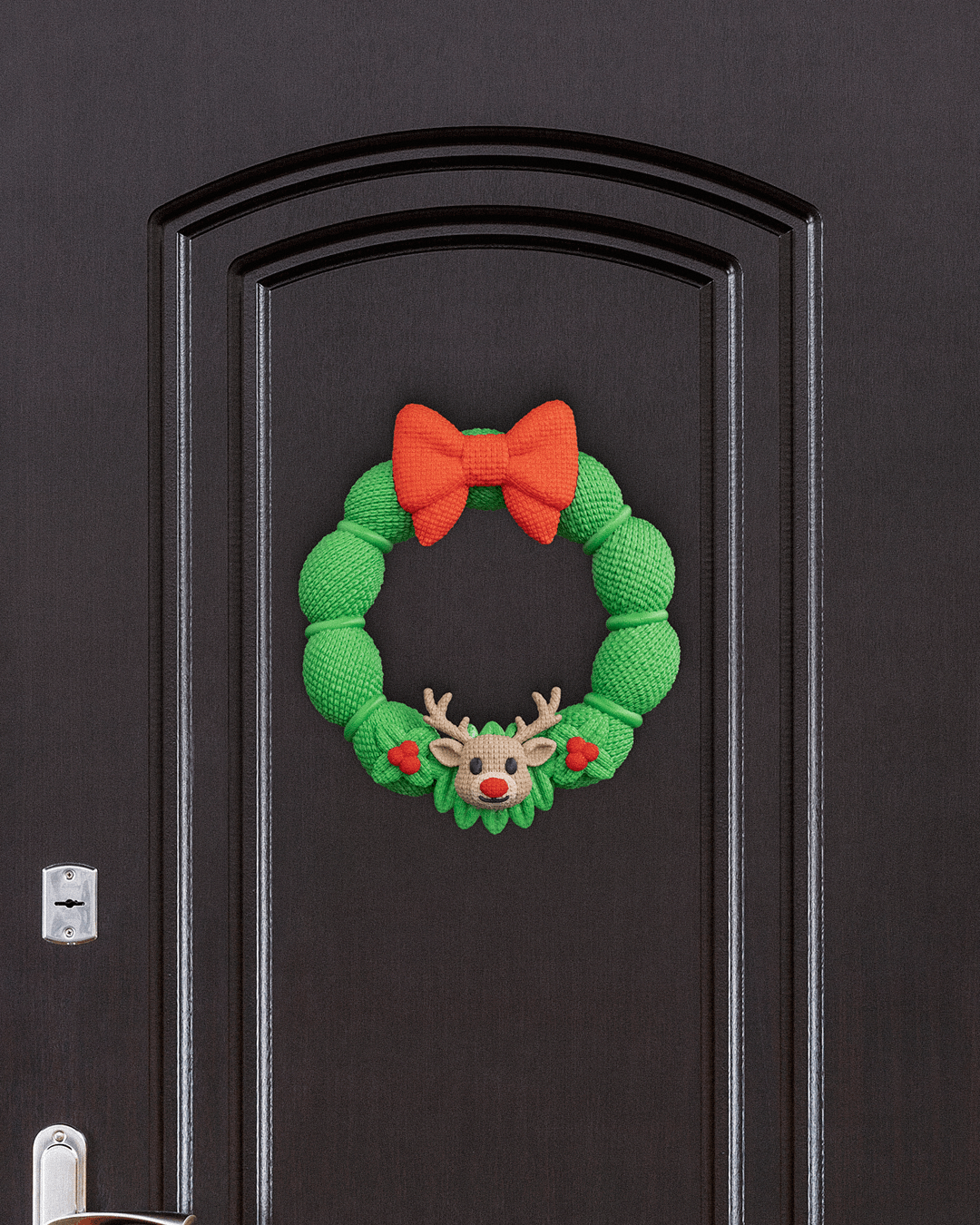 Deerly Welcome Christmas Wreath – 21cm Festive Holiday Decor (3D Printed) - Image 2