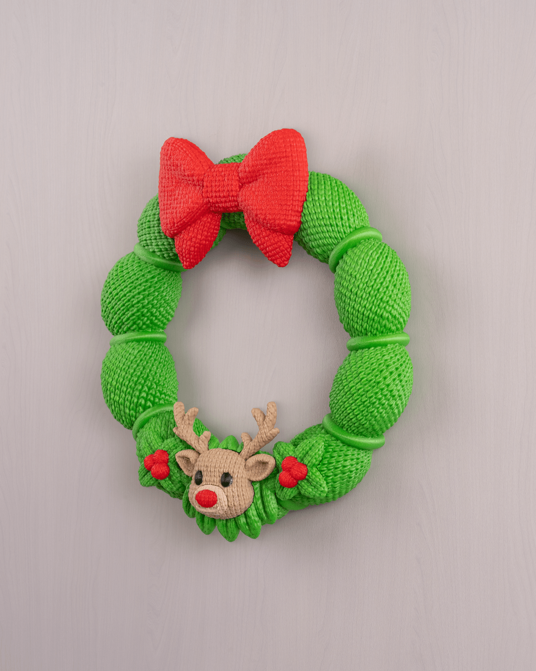Deerly Welcome Christmas Wreath – 21cm Festive Holiday Decor (3D Printed) - Image 7