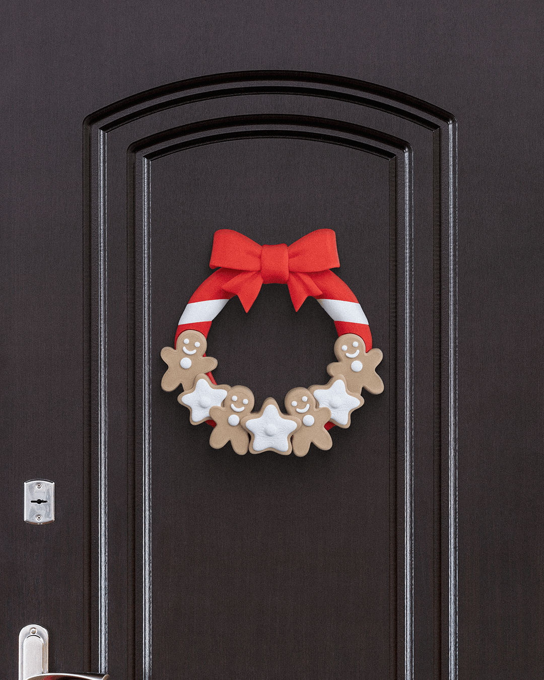 Doorlicious Gingerbread Cookie Wreath – 21cm – 3D Printed Holiday Décor - Image 2