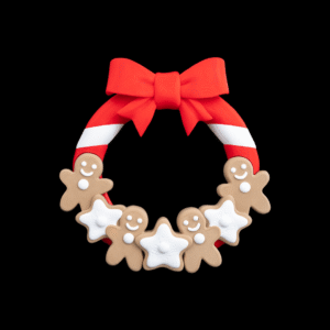 Doorlicious Gingerbread Cookie Wreath – 21cm – 3D Printed Holiday Décor