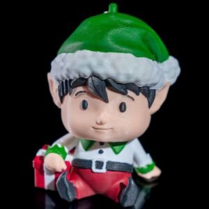 Extraterrestri Elf Ornament – 3D Printed Christmas Alien Elf with Gift Box