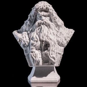 Father Christmas Nordic Bust – 15 cm (5.9 in) 3D Printed Stone Finish Santa Sculpture