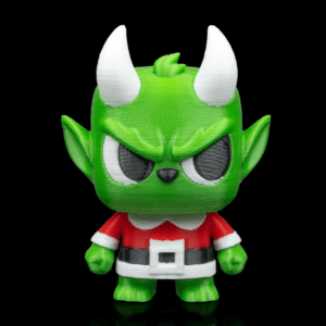 Granty Christmas Figure – 3D Printed Holiday Collectible or Keychain – Grumpy Green Creature with Optional Gift Box Storage – 60mm Tall