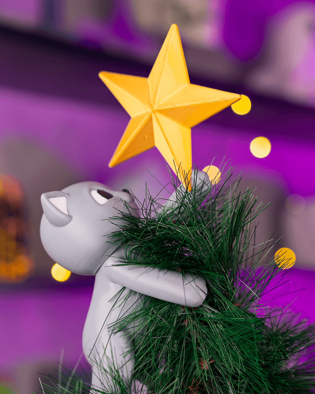 Meowy Christmas Tree Topper – 3D Printed Cat Climbing the Tree Star - Image 4