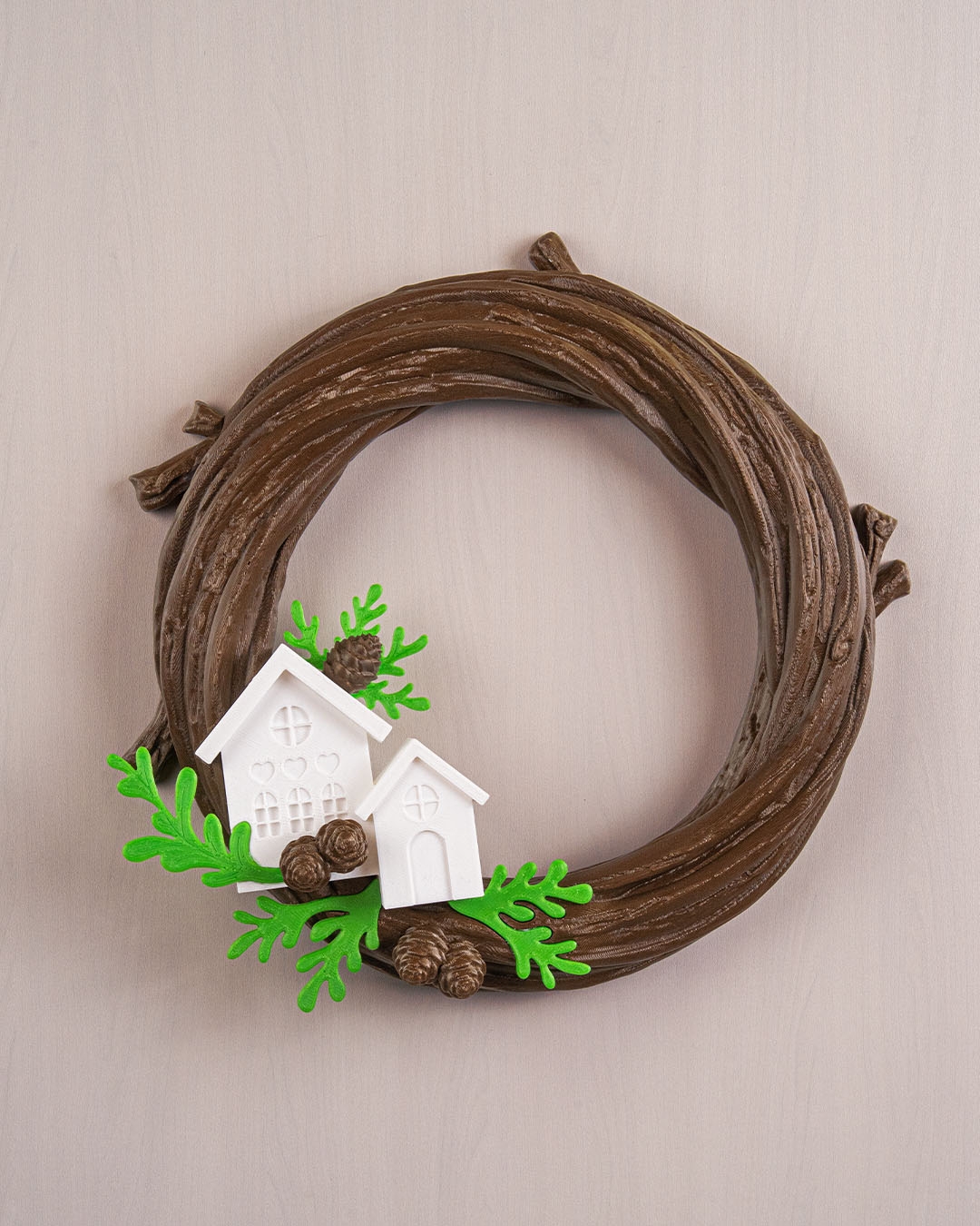 Naturally Merry Wreath – 21cm – 3D Printed Rustic Holiday Décor - Image 3