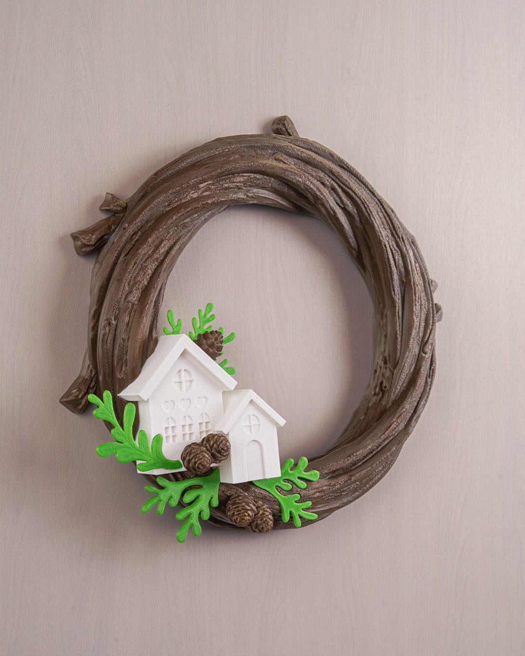 Naturally Merry Wreath – 21cm – 3D Printed Rustic Holiday Décor - Image 4