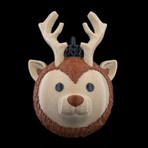 Reindeer Head Christmas Ornament – 3D Printed Holiday Tree Decoration