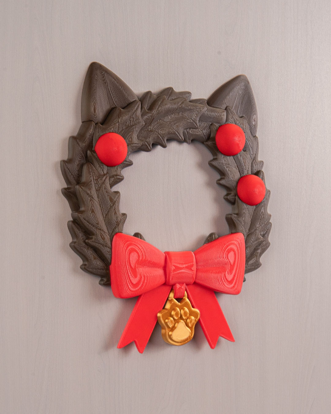 Santa Claws Wreath – 3D Printed Holiday Cat-Themed Décor - Image 4