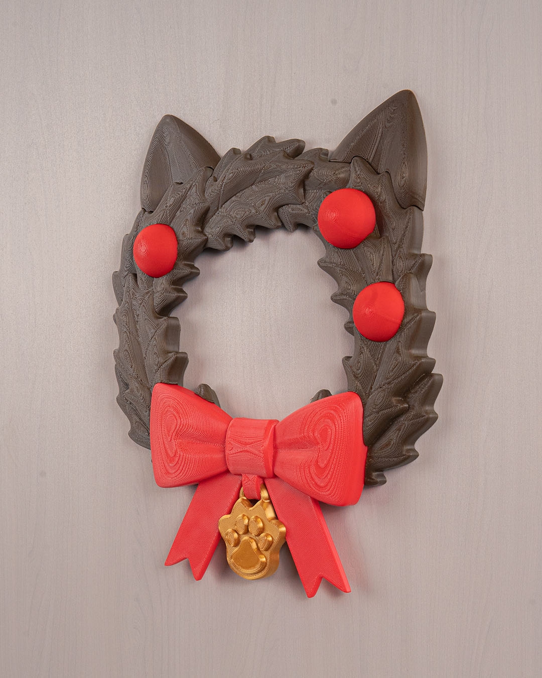 Santa Claws Wreath – 3D Printed Holiday Cat-Themed Décor - Image 3