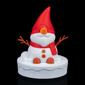 Snow Gnoman – 3D Printed Snowman Gnome Holiday Figurine (8 cm)