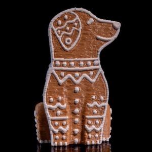 Gingerbread Dog Cookie Figurine – Holiday Ginger Cookie Decor – 7cm Multi-Color 3D Printed Ornament