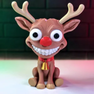 Rudolph the Dead Reindeer – Funny Christmas Reindeer Figurine with Removable Bobble Head | Holiday Shelf Decor | 3D Printed Christmas Gift