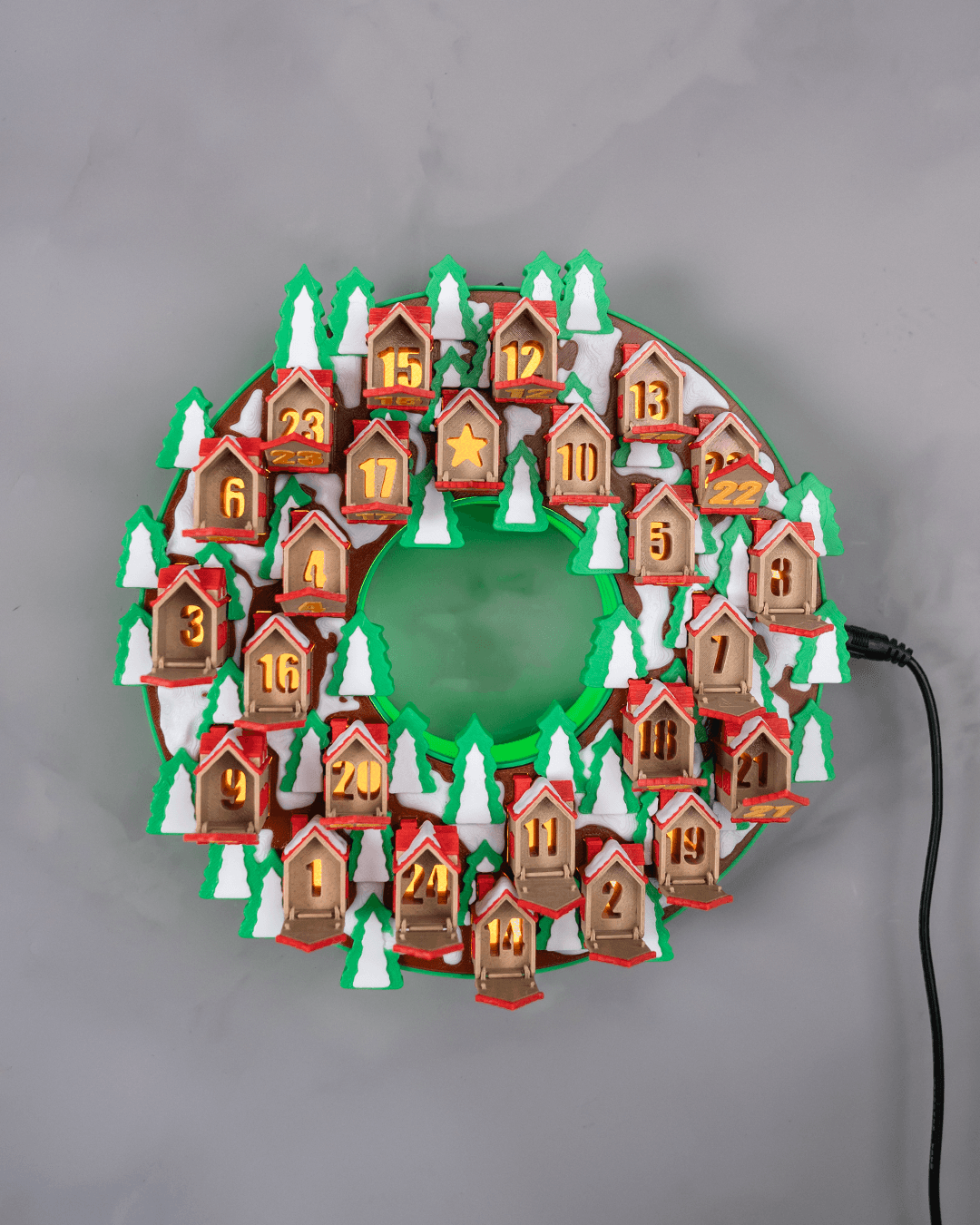 Twinkle Town Wreath Christmas Countdown – 22cm Light-Up Holiday Advent Display - Image 10