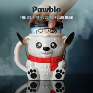 Pawblo – Polar Bear Ice Cream Pint Holder With Secret Snack Drawer (3D Printed)
