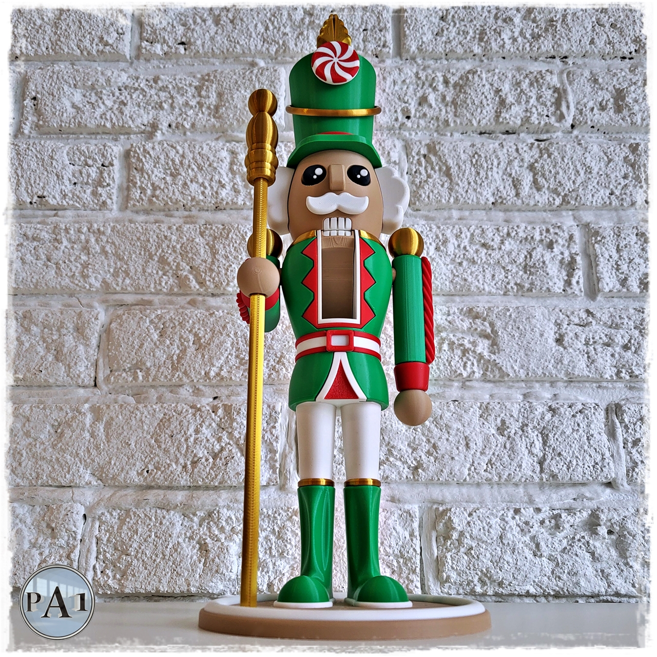 Large Nutcracker Christmas Decoration – 12" 3D Printed Holiday Display (Fusion Layer 3D) - Image 2