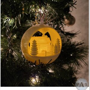 Light Up Winter Cabin Ornament – 3D Printed Holiday Decoration (Includes LED Tea Light)