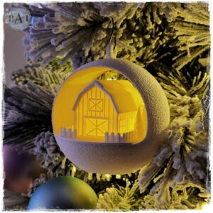 Barn Scene Light-Up Ornament – 3D Printed Holiday Decoration