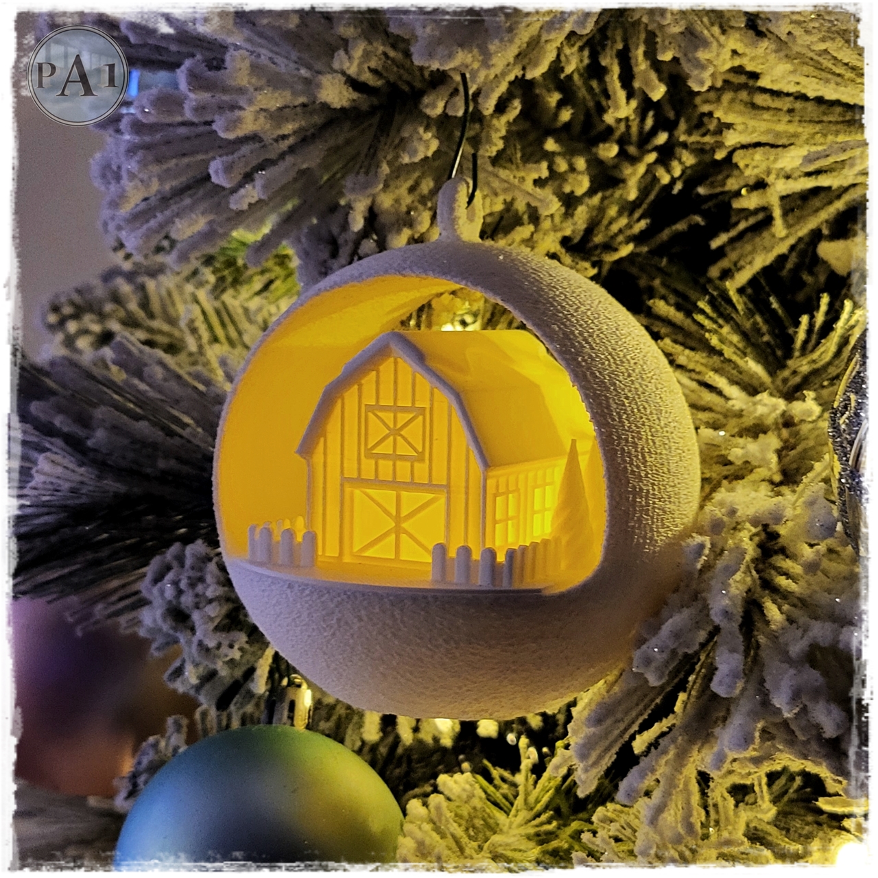 Barn Scene Light-Up Ornament – 3D Printed Holiday Decoration