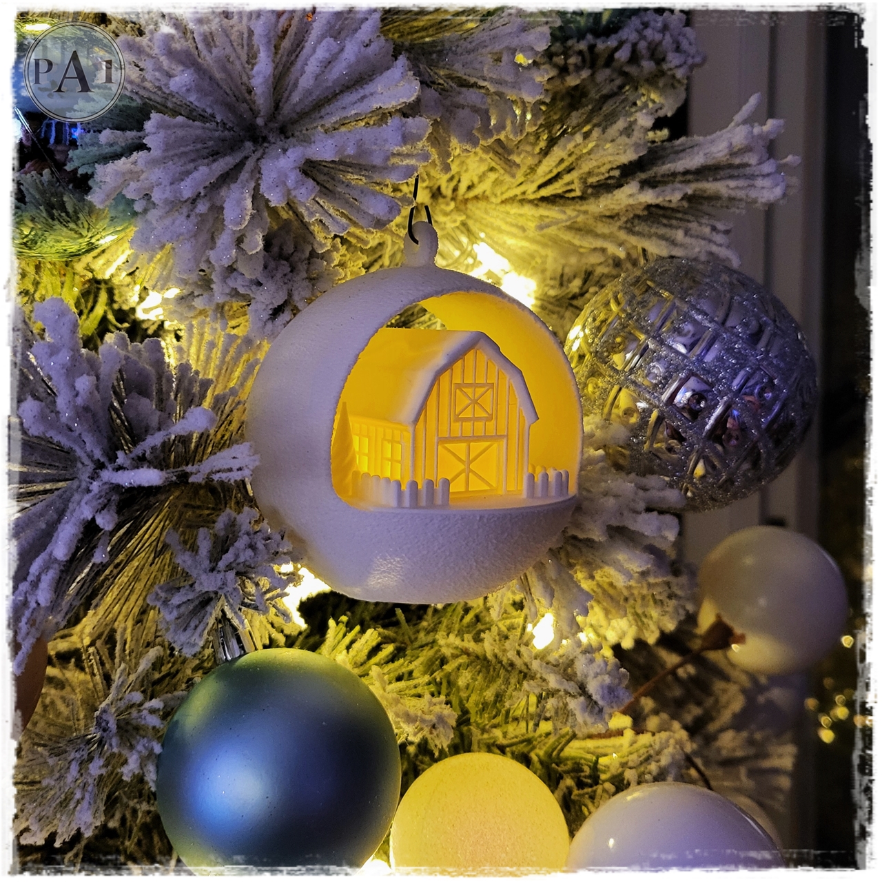 Barn Scene Light-Up Ornament – 3D Printed Holiday Decoration - Image 3