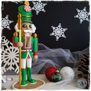 Large Nutcracker Christmas Decoration – 12" 3D Printed Holiday Display (Fusion Layer 3D)
