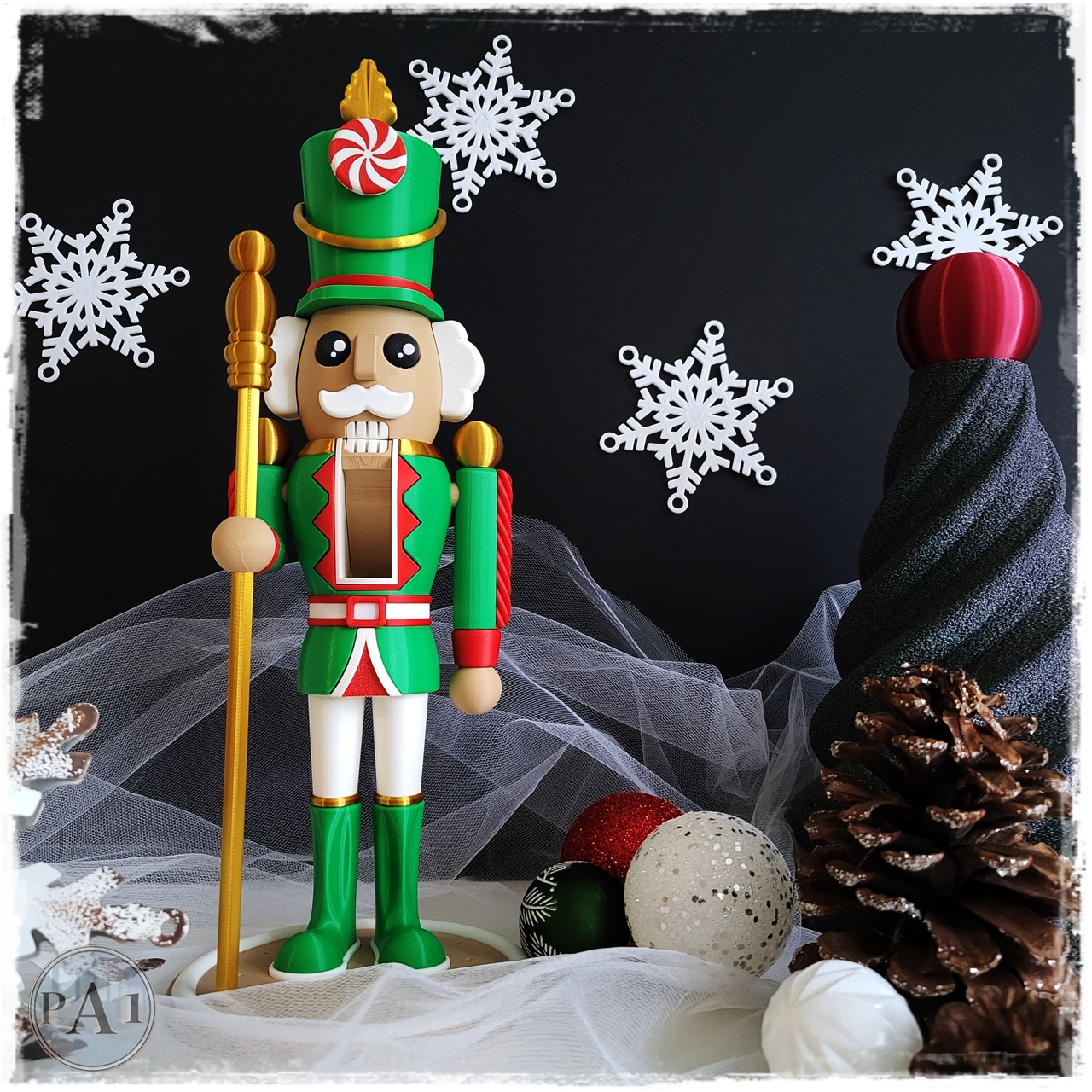Large Nutcracker Christmas Decoration – 12" 3D Printed Holiday Display (Fusion Layer 3D) - Image 5