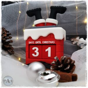 Santa Chimney Christmas Countdown – 3D Printed Days Until Christmas Decor – Holiday Advent Display – Santa Stuck in Chimney Countdown Block – Custom Colors Available