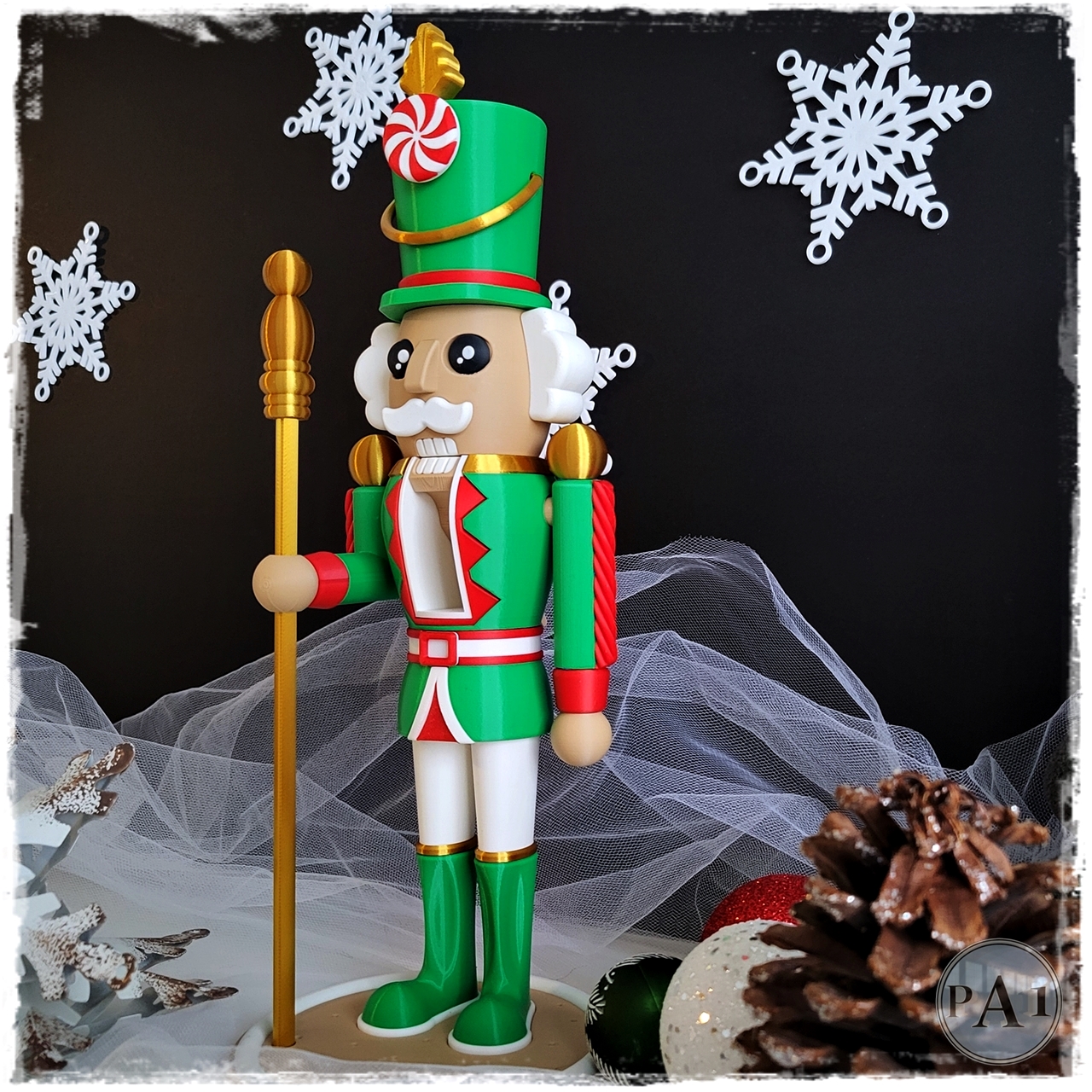 Large Nutcracker Christmas Decoration – 12" 3D Printed Holiday Display (Fusion Layer 3D) - Image 7