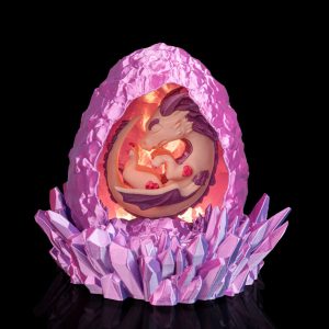 Prismheart Dragon Egg Lamp – 3D Printed Crystal Dragon Table Lamp with G9 LED Light