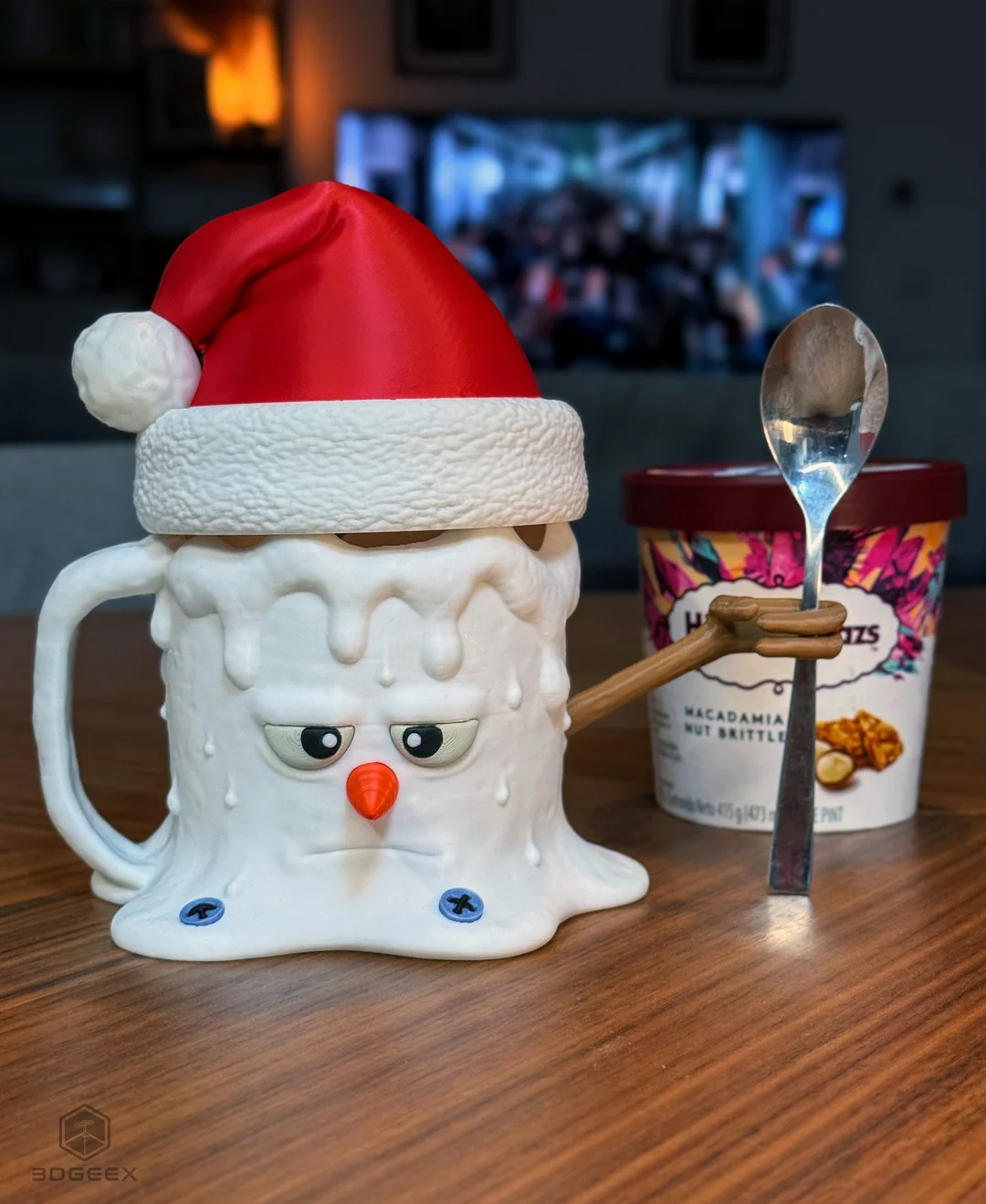 Angry Snowman Ice Cream Pint Holder – Funny Christmas Ice Cream Mug Holder - Image 3