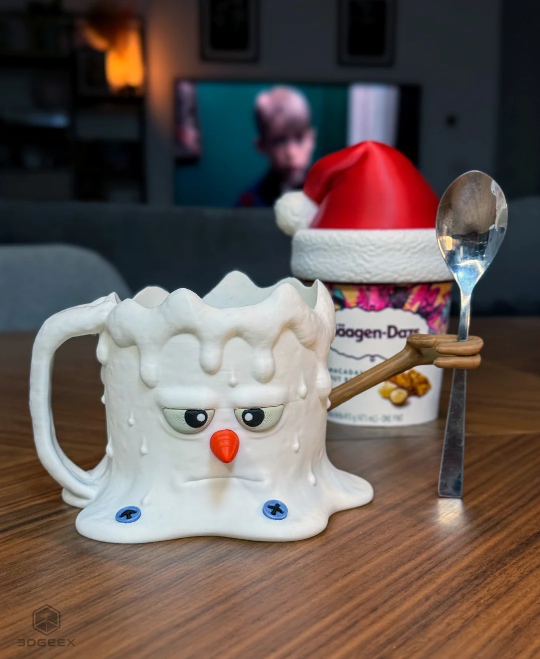 Angry Snowman Ice Cream Pint Holder – Funny Christmas Ice Cream Mug Holder