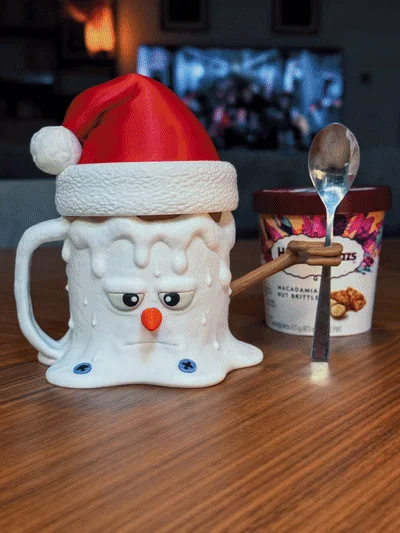 Angry Snowman Ice Cream Pint Holder – Funny Christmas Ice Cream Mug Holder - Image 2