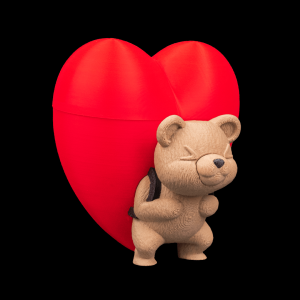 Bear Heart Stash Container | Love Stash Collection | 3D Printed Hidden Heart Box