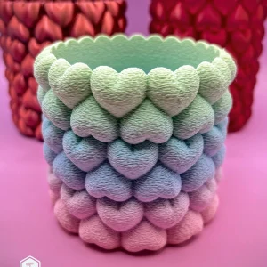 Hearts Bloom Vase | 3D Printed Heart Pattern Decorative Vase 5 Inches Tall