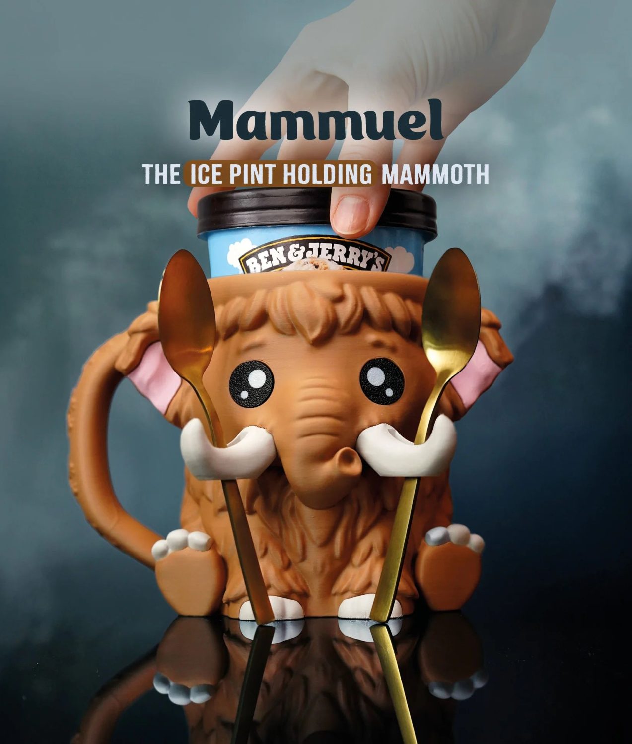 Mammoth Ice Cream Pint Holder – Cute 3D Printed Ice Cream Cozy for 16 oz Pints - Image 4