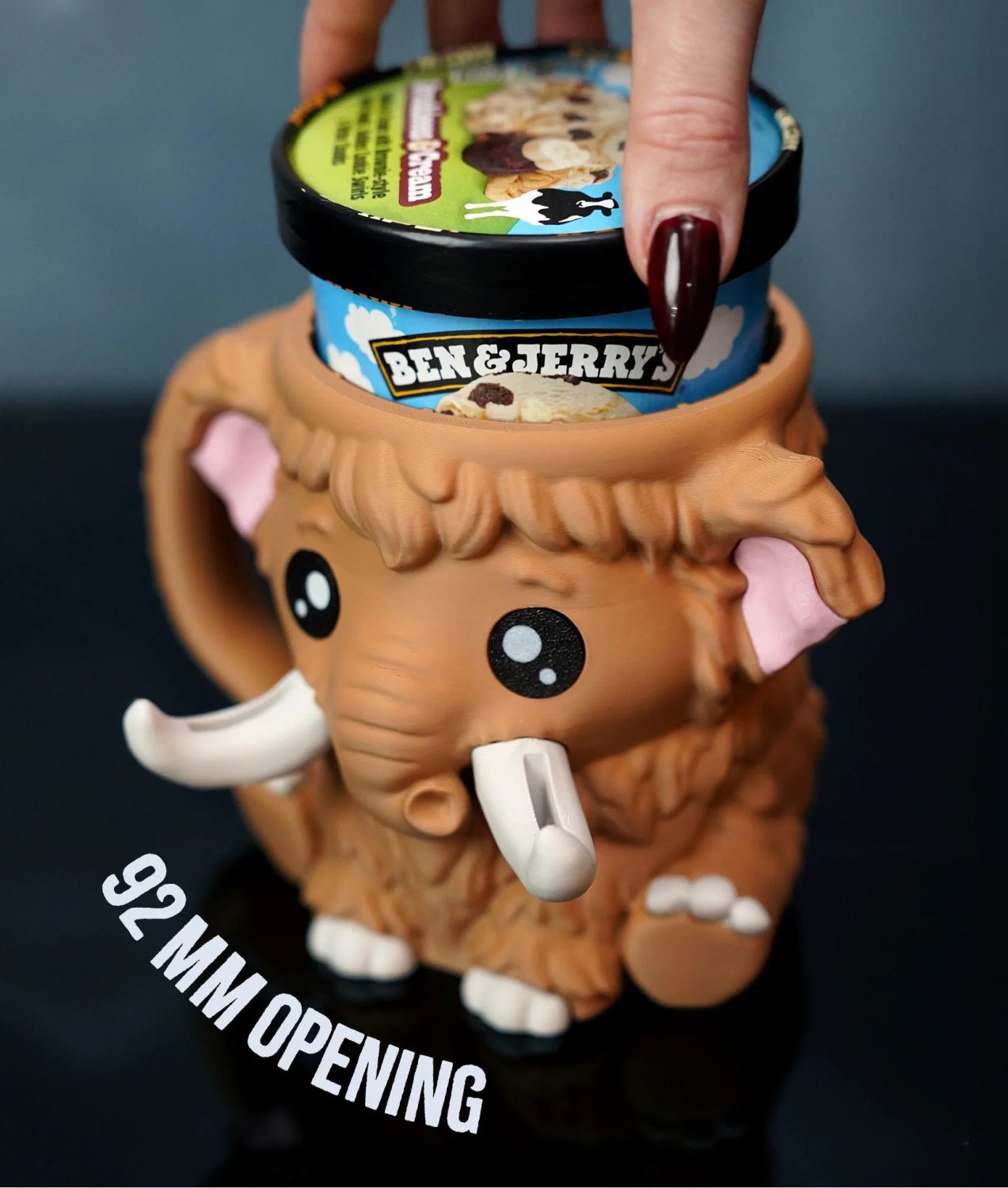 Mammoth Ice Cream Pint Holder – Cute 3D Printed Ice Cream Cozy for 16 oz Pints - Image 7