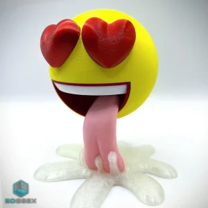 Love Emoji Sculpture with Heart Eyes – 3D Printed Valentine Decor Figure