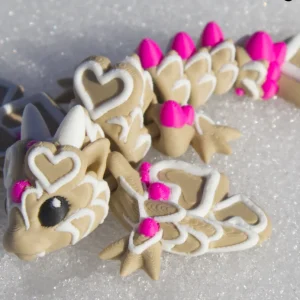 Tiny Heart Cookie Wyvern Figurine – Cute 3D Printed Valentine Dragon Decor