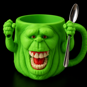 Slimer Ice Cream Pint Holder with Spoon Holder | 3D Printed Ice Cream Cozy | Fits Standard 16 oz Ice Cream Pints | Handmade by Fusion Layer 3D