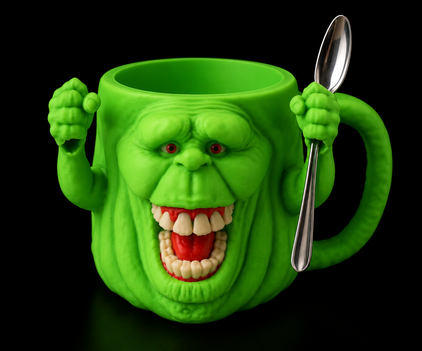 Slimer Ice Cream Pint Holder with Spoon Holder | 3D Printed Ice Cream Cozy | Fits Standard 16 oz Ice Cream Pints | Handmade by Fusion Layer 3D